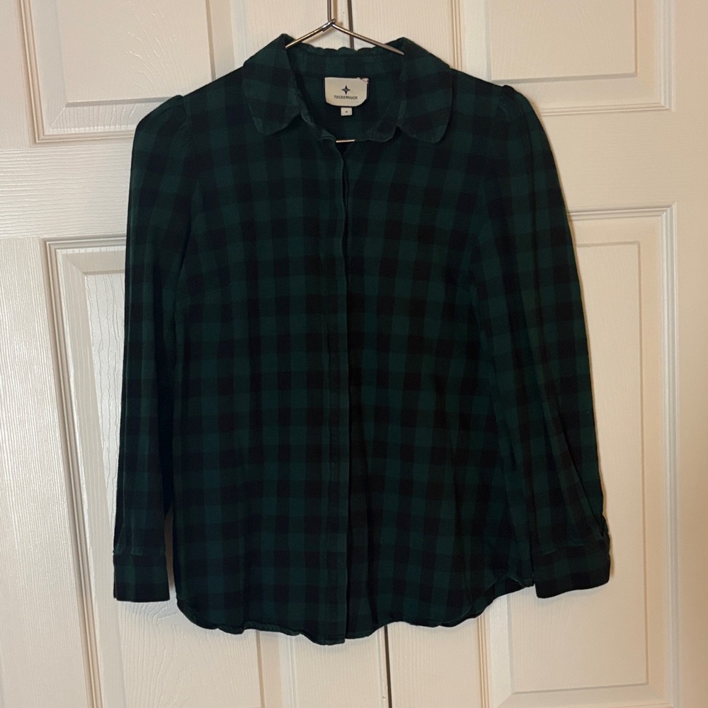 Puff Sleeve Plaid Top